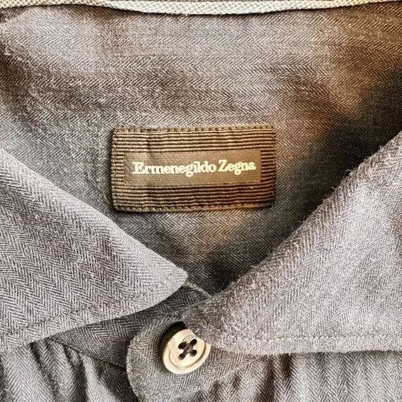 Ermenegildo Zegna Cotton Long Sleeve Button Down Shirt Grey - Picture 4 of 7